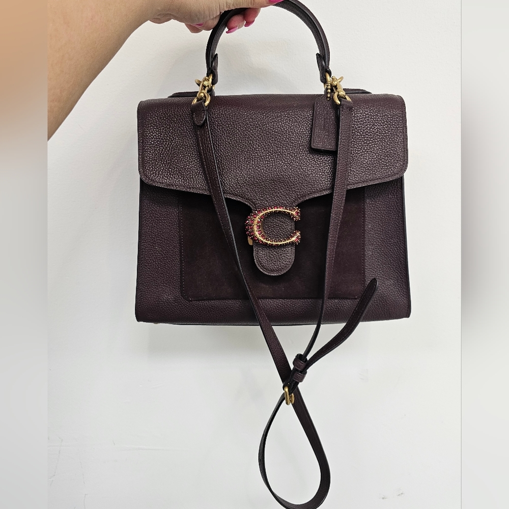 Coach Women's Mix Leather Top Handle Tabby - Oxblood burgundy